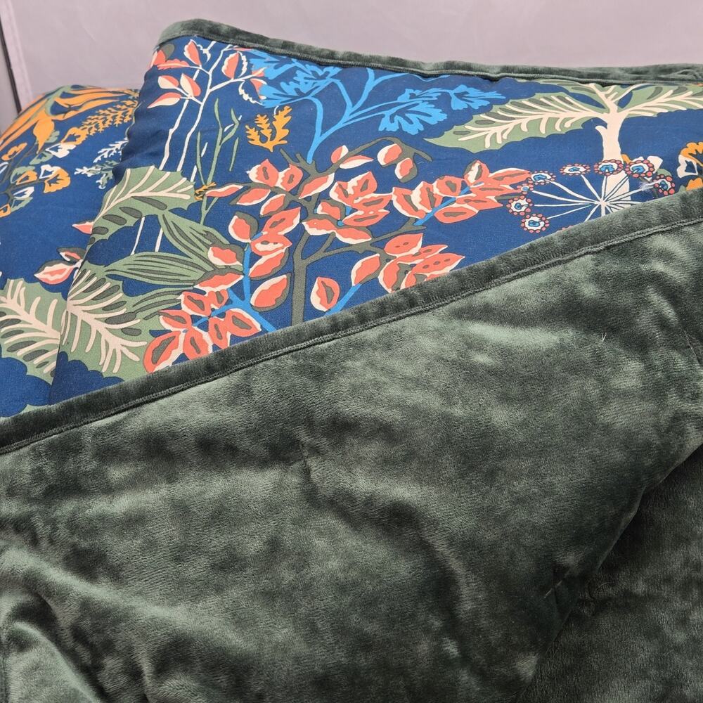 Lush Green Velvet Comforter Double Sided Tropical Distant Lands Verona KING NEW - Picture 2 of 12